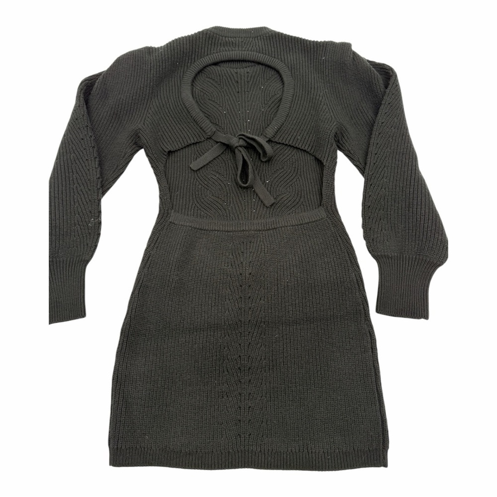 Rebecca Minkoff Black Knit Puff Sleeve Open‎ Back Mini Dress NWOT - Picture 3 of 8